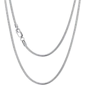 Chains Necklace S925 Sterling Silver 2mm Round Snake Chain Necklace for Men Women with Durable Lobster Clasp Italian Jewelry Gifts for Boys Boyfriend Son Dad Birthday Graduation,14/16/18/20/22/24/26/28/30 Inches, Made in Italy
