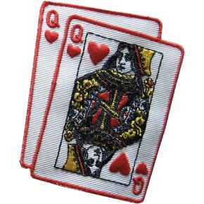 #2792 Poker Card Queen of Hearts Embroidery Iron On Applique Patch by ETDesign (2 1/4" x2 7/8")