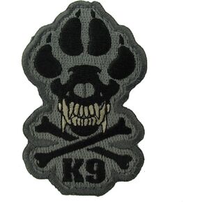 Mil-Spec Monkey K9 Dog Patch – Embroidered Tactical Vest/Collar Accessory, K9 Skull Design, 1.9"x3", Foliage Green, Durable & Professional-Grade