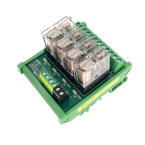 DIN Rail Mount 4 Channels Relay, AC/DC 24V Control 4 SPDT 10A Pluggable Power Relay Module for PLC MCU