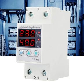 Voltage Protector Relay, Intelligent Single Phase Adjustable Over-Voltage Under-Voltage Current Protector 230VAC(63A- 1)
