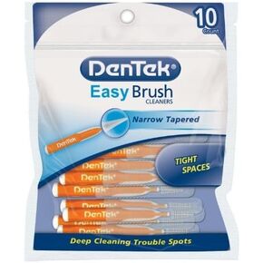 DenTek Easy Brush, Orange and White, Corded Electric, Toothbrush, 10 Count (Pack of 2)