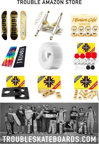 شاحنة تزلج مجوفة من Trouble Trucks - شماعة 139 مم، محور 8.25 بوصة - أسود/أسود - مجموعة من 2 (T16) in Kuwait