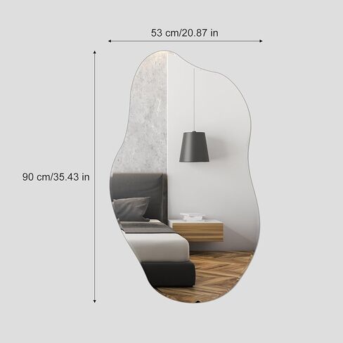 Irregular Mirror for Wall, Large 21"x35" Asymmetrical Wall Mirror Irregular Shaped Stylish Frameless Mirror for Living Room Bathroom Entryway Modern Home Decor Mirror in Saudi Arabia
