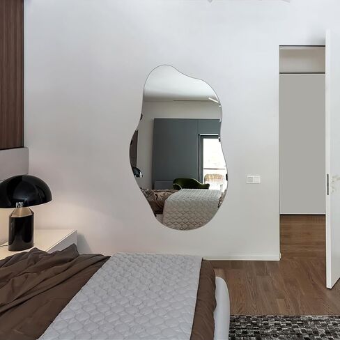 Irregular Mirror for Wall, Large 21"x35" Asymmetrical Wall Mirror Irregular Shaped Stylish Frameless Mirror for Living Room Bathroom Entryway Modern Home Decor Mirror in Saudi Arabia