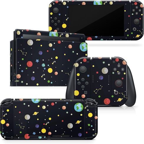 تصميم مبتذل Galaxy Skin متوافق مع Nintendo Switch، ملصق الكواكب الأسود من الفينيل 3M متوافق مع Nintendo Switch غطاء كامل ملتف in Saudi Arabia