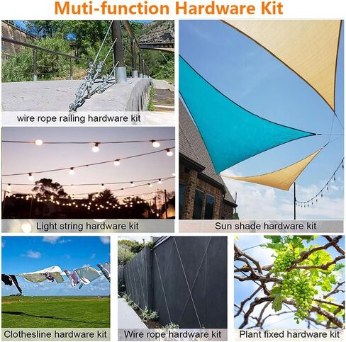 M5 Stainless Steel 304 Hook and Eye Turnbuckle Heavy Duty Wire Rope Tension with 165FT Vinyl Coated Steel Wire Cable Rope for Garden Wire,String Lights Hanging,Tension Wire Kit in Saudi Arabia