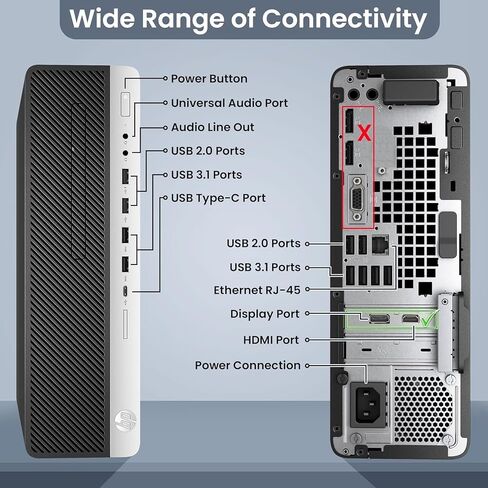 كمبيوتر مكتبي HP 800 G5، Intel i5 9500 حتى 4.40 جيجاهرتز، 32 جيجابايت DDR4، 512 جيجابايت SSD، شاشة 22 بوصة، لوحة مفاتيح وماوس RGB، HDMI، NVIDIA GeForce GTX 1050 Ti 4 جيجابايت Windows 11 Pro (متجدد) in Saudi Arabia