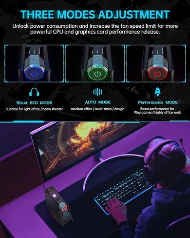 كمبيوتر ألعاب صغير من ACEMAGICIAN، مصابيح RGB AMD Ryzen 7 5800U 16GB DDR4 512GB NVMe SSD AMR5 كمبيوتر صغير 4K HDMI DP Type-C WiFi 6 BT 5.2 كمبيوتر صغير، تشغيل تلقائي in Kuwait