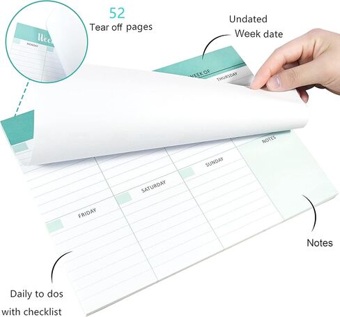 Weekly Planner Notepad To Do List Pad with 52 Tear off Sheets,Weekly Calendar Desk Pad for Home & Office Maximizing Productivity, 7.5x10 Inches in Kuwait
