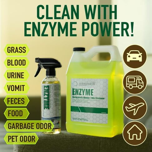 Nanoskin ENZYME Multi-Purpose Cleaner & Odor Eliminator 5 Gallons - Removes Complex Organic Stains, Dirt, Grease, and Grime from Multi Surfaces | For Automotive, Floor, Kitchen, Bathroom, Plumbing in Saudi Arabia