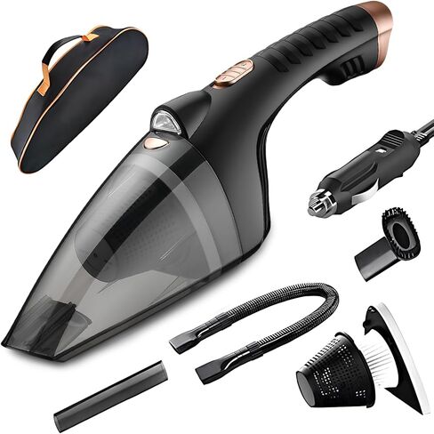Car Vacuum Cleaner - Handheld Portable Electric Auto Cleaner with 4500 Pa Suction Power, 16 ft Cord, LED Light, Compact Multipurpose Accessories Cleaner Kit for Car Interior & Home in Kuwait