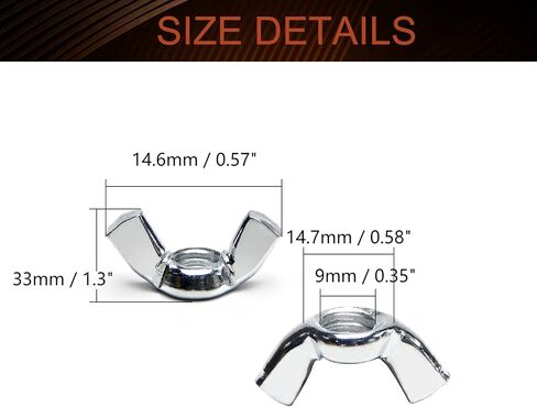 MroMax 8PCS 3/8"-16 Butterfly Wing Nuts Carbon Steel Zinc Plated Wing Nuts Silver Hand Twist Tighten Ear Wingnuts Fasteners Parts Wing-Nut for Mechanical Electronic Furniture Decoration in Saudi Arabia