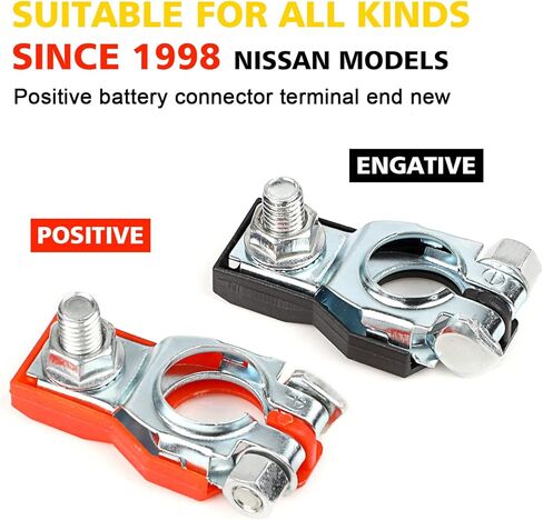 4 قطع أطراف بطارية لنيسان - متوافقة مع ماكسيما، روج، سينترا، مورانو - تتضمن أطراف موجبة وسالبة مع أغطية بلاستيكية - تحل محل 243407F000 و243407F001 in Kuwait