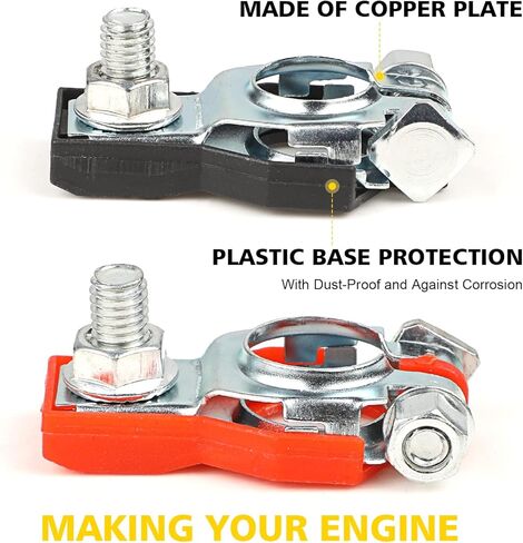 4 قطع أطراف بطارية لنيسان - متوافقة مع ماكسيما، روج، سينترا، مورانو - تتضمن أطراف موجبة وسالبة مع أغطية بلاستيكية - تحل محل 243407F000 و243407F001 in Kuwait