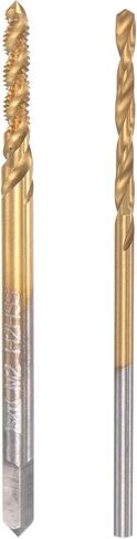 uxcell M2 x 0.4 Spiral Flute Tap and 1.6mm Twist Drill Bit Set, Metric Titanium Plated 6542 High Speed Steel Machine Threading Screw Thread Tap Drilling Tool in Saudi Arabia