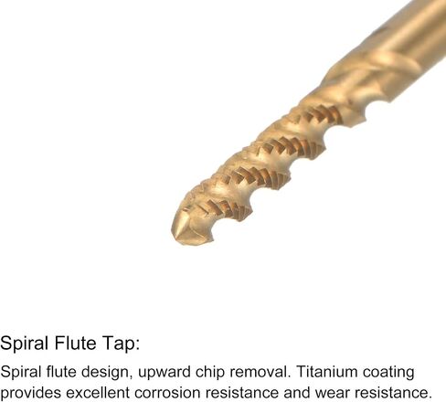 uxcell M2 x 0.4 Spiral Flute Tap and 1.6mm Twist Drill Bit Set, Metric Titanium Plated 6542 High Speed Steel Machine Threading Screw Thread Tap Drilling Tool in Saudi Arabia