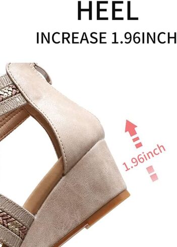 WOJWSKI Wedges for Women Sandals Bohemia Open Toe Roman Low Heel Zipper Back Platform Summer Dress Women‘s Beach Sandals in Kuwait