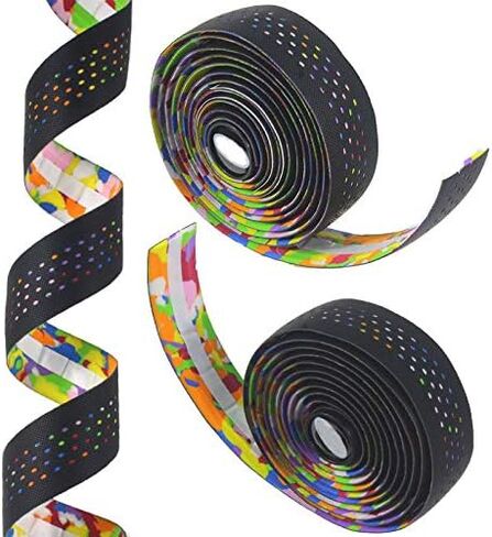 2 Rolls Soft Road Bike Bicycle Handlebar Cork EVA PU Bar Tape Professional Cycling Damping Anti-Vibration Wrap in Saudi Arabia
