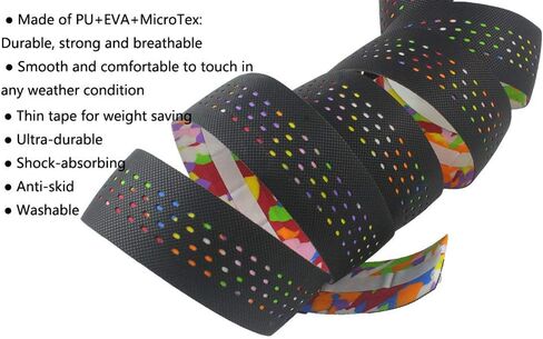 2 Rolls Soft Road Bike Bicycle Handlebar Cork EVA PU Bar Tape Professional Cycling Damping Anti-Vibration Wrap in Saudi Arabia