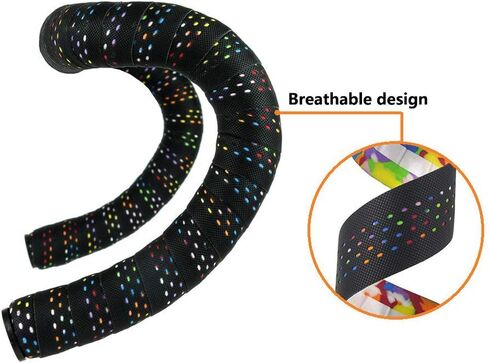 2 Rolls Soft Road Bike Bicycle Handlebar Cork EVA PU Bar Tape Professional Cycling Damping Anti-Vibration Wrap in Saudi Arabia