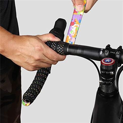 2 Rolls Soft Road Bike Bicycle Handlebar Cork EVA PU Bar Tape Professional Cycling Damping Anti-Vibration Wrap in Saudi Arabia