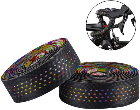 2 Rolls Soft Road Bike Bicycle Handlebar Cork EVA PU Bar Tape Professional Cycling Damping Anti-Vibration Wrap in Saudi Arabia