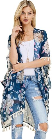 Lightweight Sheer Open Shawl Cardigan - Tassel Floral Robe, Snake, Leopard Animal Print Kimono in Saudi Arabia