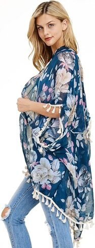 Lightweight Sheer Open Shawl Cardigan - Tassel Floral Robe, Snake, Leopard Animal Print Kimono in Saudi Arabia