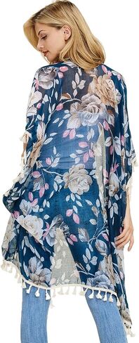 Lightweight Sheer Open Shawl Cardigan - Tassel Floral Robe, Snake, Leopard Animal Print Kimono in Saudi Arabia