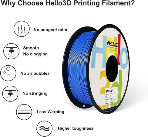HELLO3D 3D Printer Filament, Black PLA Filament 1.75mm, Dimensional Accuracy +/-0.05mm, Fit Most FDM 3D Printing, Vacuum Packaging, 1 kg Spool (2.2 lbs), 330 Meters in Saudi Arabia