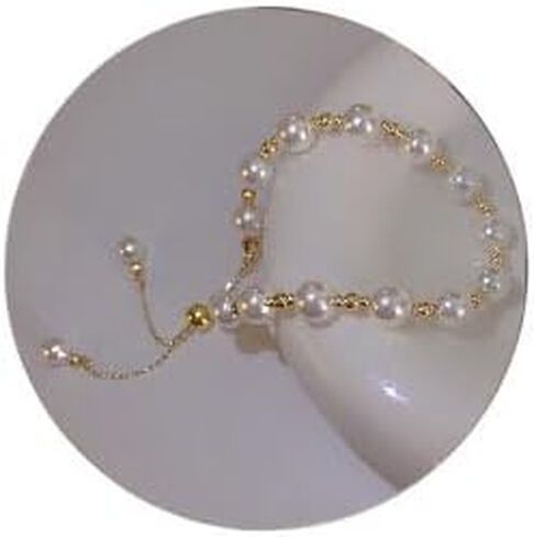 Choistily Pearl Bracelets for Women Cream White Pearl Bracelet Pearl Beaded Bracelets Trendy Boho Baroque Pearl Bracelet Gold Pearl Bracelet Minimalism Bracelets Pearl Jewelry for Teen Girls in Saudi Arabia