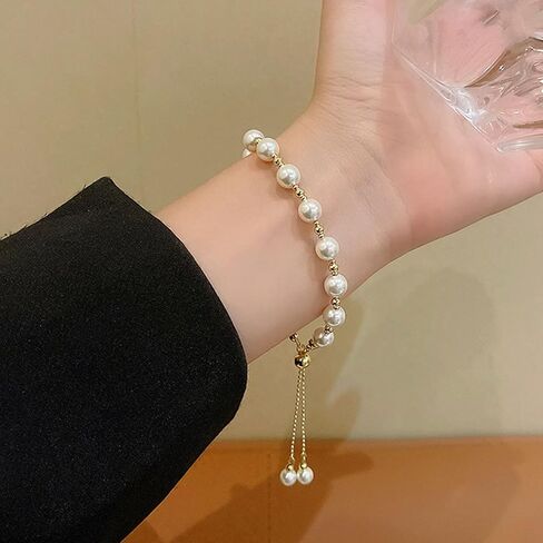Choistily Pearl Bracelets for Women Cream White Pearl Bracelet Pearl Beaded Bracelets Trendy Boho Baroque Pearl Bracelet Gold Pearl Bracelet Minimalism Bracelets Pearl Jewelry for Teen Girls in Saudi Arabia
