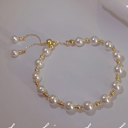 Choistily Pearl Bracelets for Women Cream White Pearl Bracelet Pearl Beaded Bracelets Trendy Boho Baroque Pearl Bracelet Gold Pearl Bracelet Minimalism Bracelets Pearl Jewelry for Teen Girls in Saudi Arabia