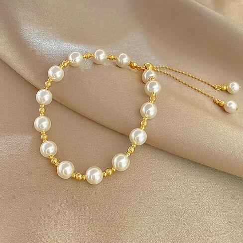 Choistily Pearl Bracelets for Women Cream White Pearl Bracelet Pearl Beaded Bracelets Trendy Boho Baroque Pearl Bracelet Gold Pearl Bracelet Minimalism Bracelets Pearl Jewelry for Teen Girls in Saudi Arabia