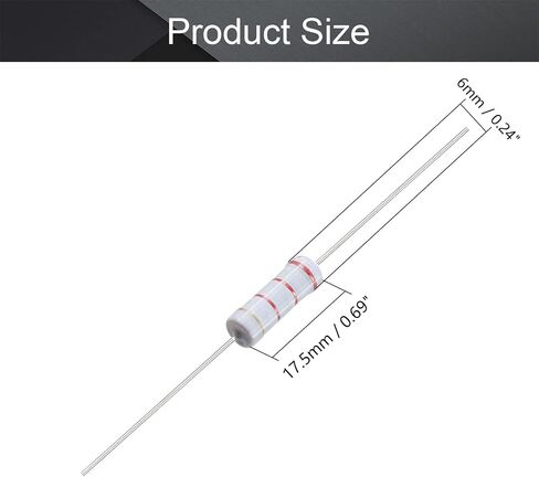 Fielect 20Pcs 1.8K ohm Resistor 3W 5% Metal Oxide Film Resistors Axial Lead Flame Proof for DIY Electronic Projects and Experiments Tolerance in Saudi Arabia