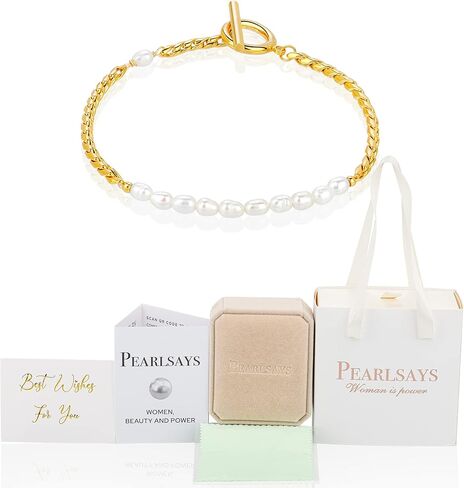 أساور اللؤلؤ الطبيعي للنساء مطلية بالذهب عيار 18 قيراطًا باللون الأبيض الحقيقي ولؤلؤ المياه العذبة المزروعة يدويًا جوهرة ميلاد يونيو مجوهرات راقية للنساء هدايا in Kuwait