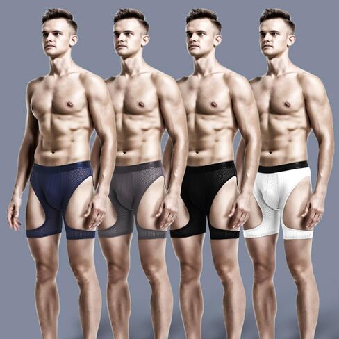 Evankin Mens Sexy Underwear Boxer Briefs Ice Silk Hollow Underpants Long Breathable Lingerie Elastic Sports Short Pants in Saudi Arabia