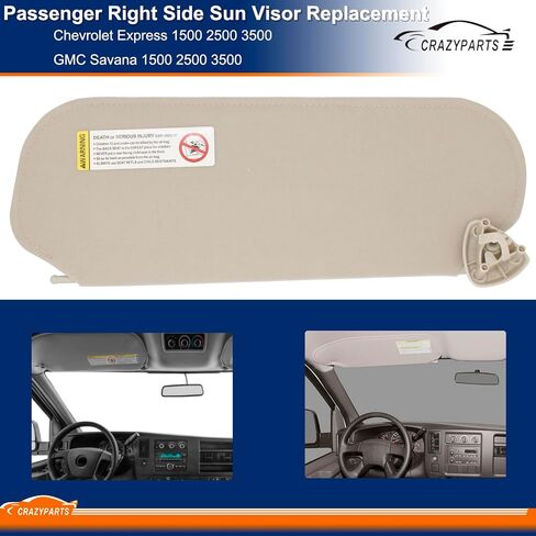 Driver & Passenger Side Sun Visor Compatible with Chevrolet Express GMC Savana 1500 2500 3500 4500 1999-2019 Replaces# 84054688 84054695 Beige in Saudi Arabia