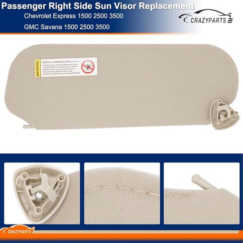 Driver & Passenger Side Sun Visor Compatible with Chevrolet Express GMC Savana 1500 2500 3500 4500 1999-2019 Replaces# 84054688 84054695 Beige in Saudi Arabia