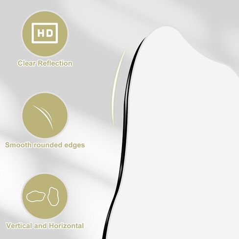 Irregular Mirror for Wall, Large 21"x35" Asymmetrical Wall Mirror Irregular Shaped Stylish Frameless Mirror for Living Room Bathroom Entryway Modern Home Decor Mirror in Saudi Arabia
