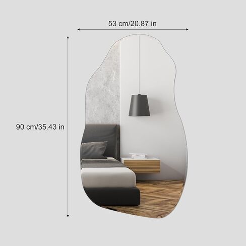 Irregular Mirror for Wall, Large 21"x35" Asymmetrical Wall Mirror Irregular Shaped Stylish Frameless Mirror for Living Room Bathroom Entryway Modern Home Decor Mirror in Saudi Arabia
