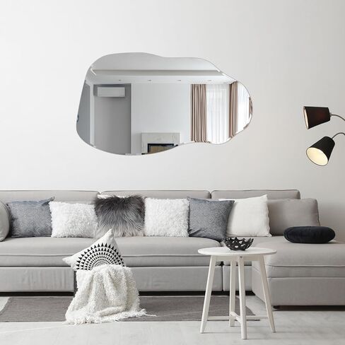 Irregular Mirror for Wall, Large 21"x35" Asymmetrical Wall Mirror Irregular Shaped Stylish Frameless Mirror for Living Room Bathroom Entryway Modern Home Decor Mirror in Saudi Arabia
