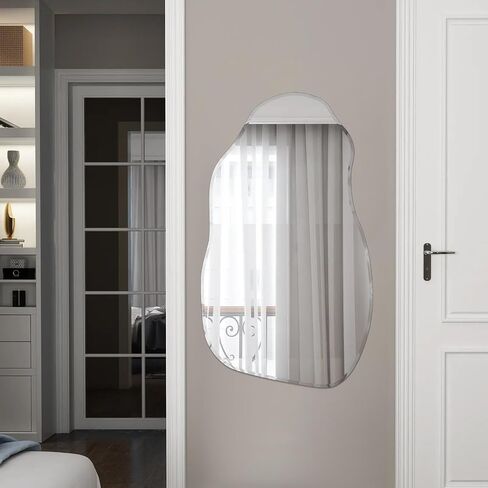 Irregular Mirror for Wall, Large 21"x35" Asymmetrical Wall Mirror Irregular Shaped Stylish Frameless Mirror for Living Room Bathroom Entryway Modern Home Decor Mirror in Saudi Arabia