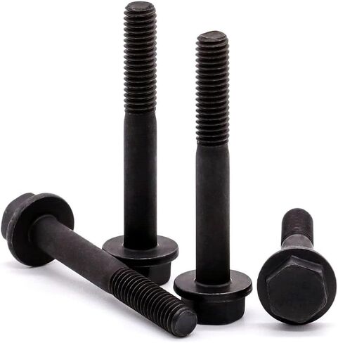 Glvaner M10-1.5 x 35mm Length (10 pcs) Alloy Steel Flanged Washer Head Hex Bolts, Extra-Large Washer Head, 10.9 Grade Black Oxide Finish GB5789 Full Thread in Saudi Arabia
