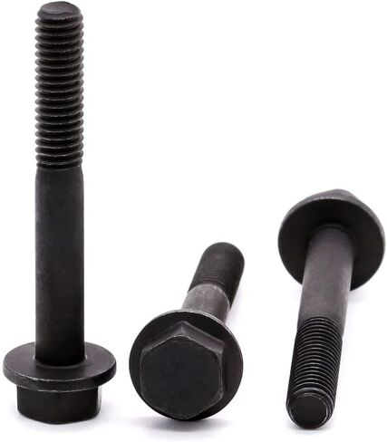 Glvaner M10-1.5 x 35mm Length (10 pcs) Alloy Steel Flanged Washer Head Hex Bolts, Extra-Large Washer Head, 10.9 Grade Black Oxide Finish GB5789 Full Thread in Saudi Arabia