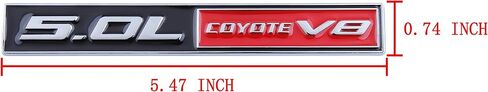 BruNae 2pcs 5.0L Coyote V8 Emblems Decoration Fender Hook Luggage Compartment 3D Pasting Coyote Badge Engine Car Sticker Decal (5.47 * 0.47inch, Silver Black) in Saudi Arabia