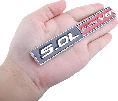 BruNae 2pcs 5.0L Coyote V8 Emblems Decoration Fender Hook Luggage Compartment 3D Pasting Coyote Badge Engine Car Sticker Decal (5.47 * 0.47inch, Silver Black) in Saudi Arabia