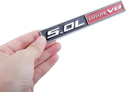 BruNae 2pcs 5.0L Coyote V8 Emblems Decoration Fender Hook Luggage Compartment 3D Pasting Coyote Badge Engine Car Sticker Decal (5.47 * 0.47inch, Silver Black) in Saudi Arabia