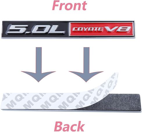 BruNae 2pcs 5.0L Coyote V8 Emblems Decoration Fender Hook Luggage Compartment 3D Pasting Coyote Badge Engine Car Sticker Decal (5.47 * 0.47inch, Silver Black) in Saudi Arabia